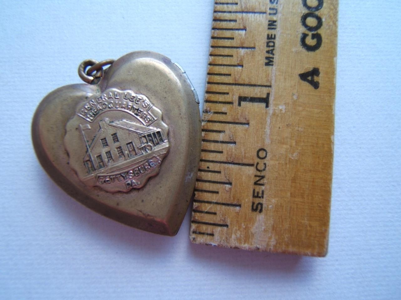 ANTIQUE GF HEART LOCKET W/ MILITARY NAVAL ANCHOR & GENERAL LEE’S HEADQUARTERS