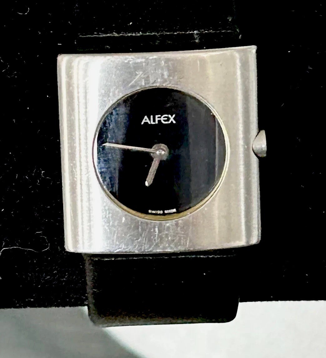Vintage ALFEX Moments Watch DESIGN By TAKASHI KATO Black Band Needs Battery L-9