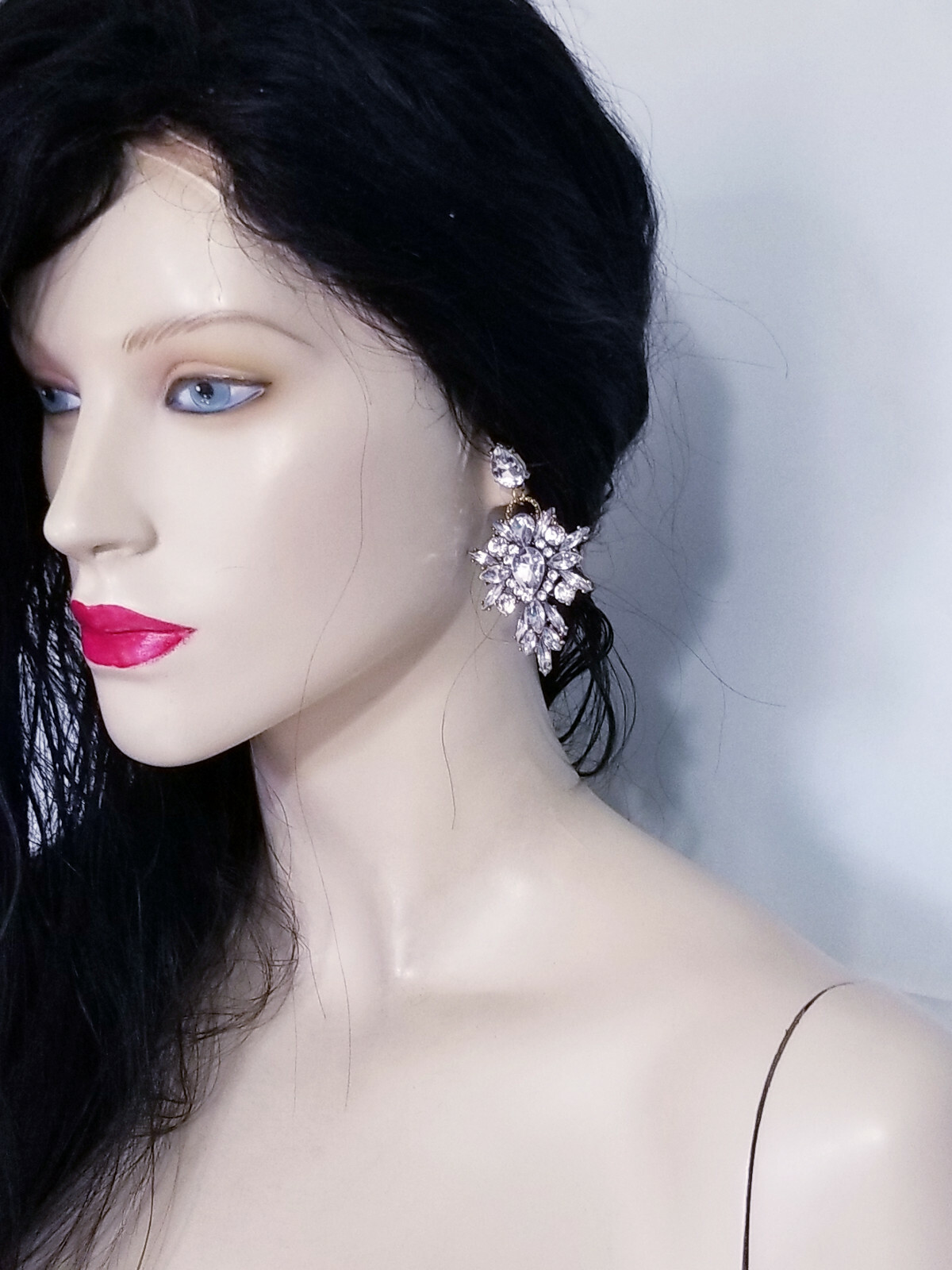 Chandelier Earrings Clear Rhinestone Crystal 2.8 in