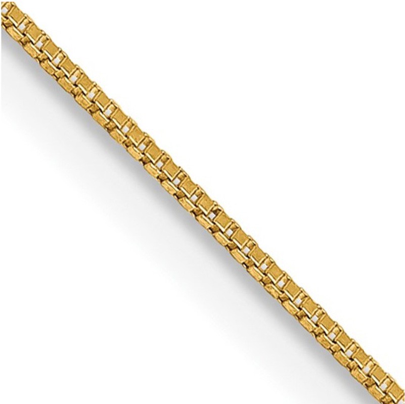0.50mm 14K Yellow Gold Box Chain Necklace 16″ 18″ 20″ 22″ 24″ or 30″