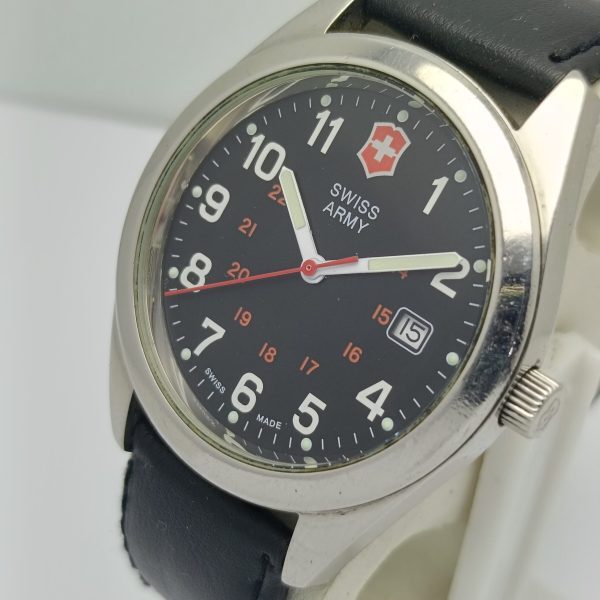 Victorinox Swiss Army Quartz 241083 Military Black Dial Vintage Men’s Watch