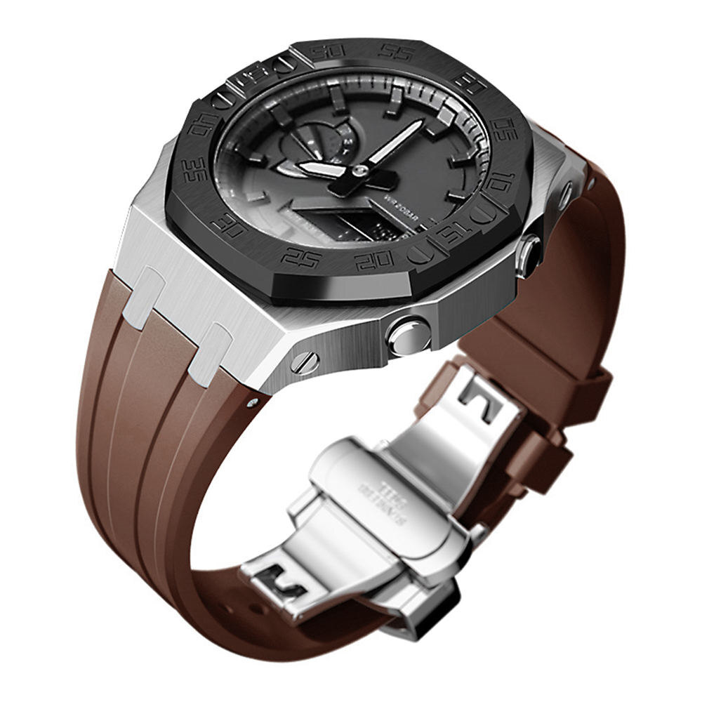 Premium Stainless Steel Case + Silicone Strap AP Mod Kit Set for G-Shock GA-2100