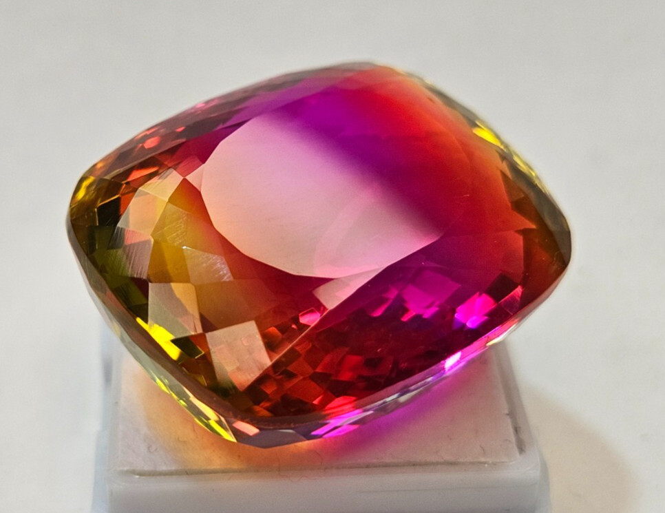 Natural Bi-Colour Ametrine Cushion Cut CERTIFIED 88+ Ct Loose Gemstone