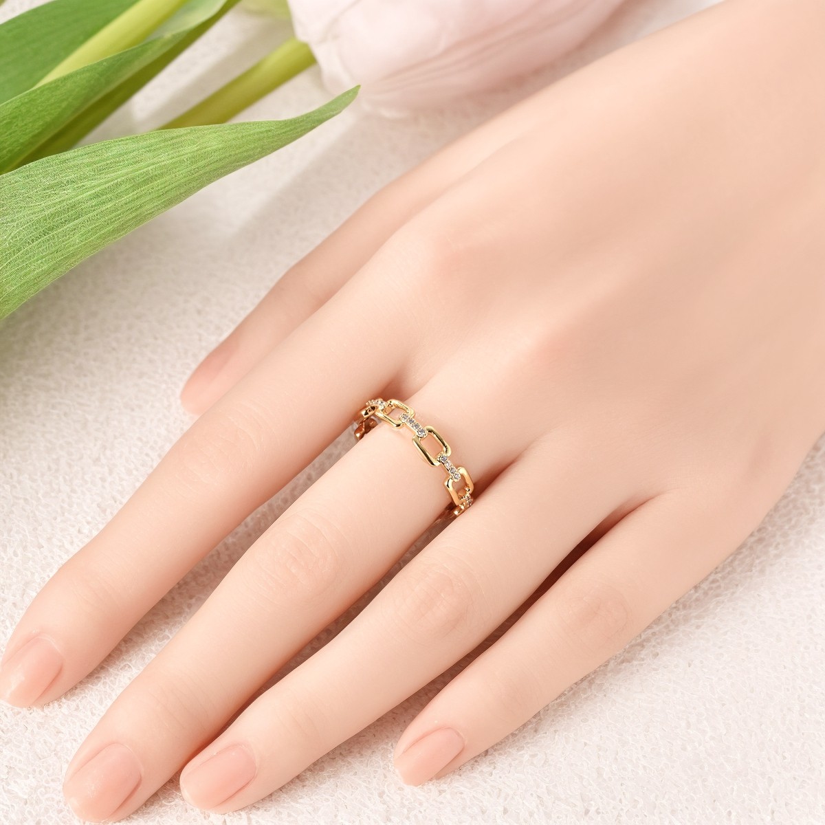 LAZA Original 925 Sterling Silver Ring CZ Link for Women Jewelry