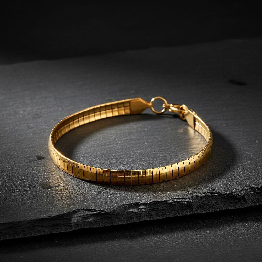 Omega Chain Bracelet in ION Plated Yellow Gold Stainless Steel 7.5-9.5In