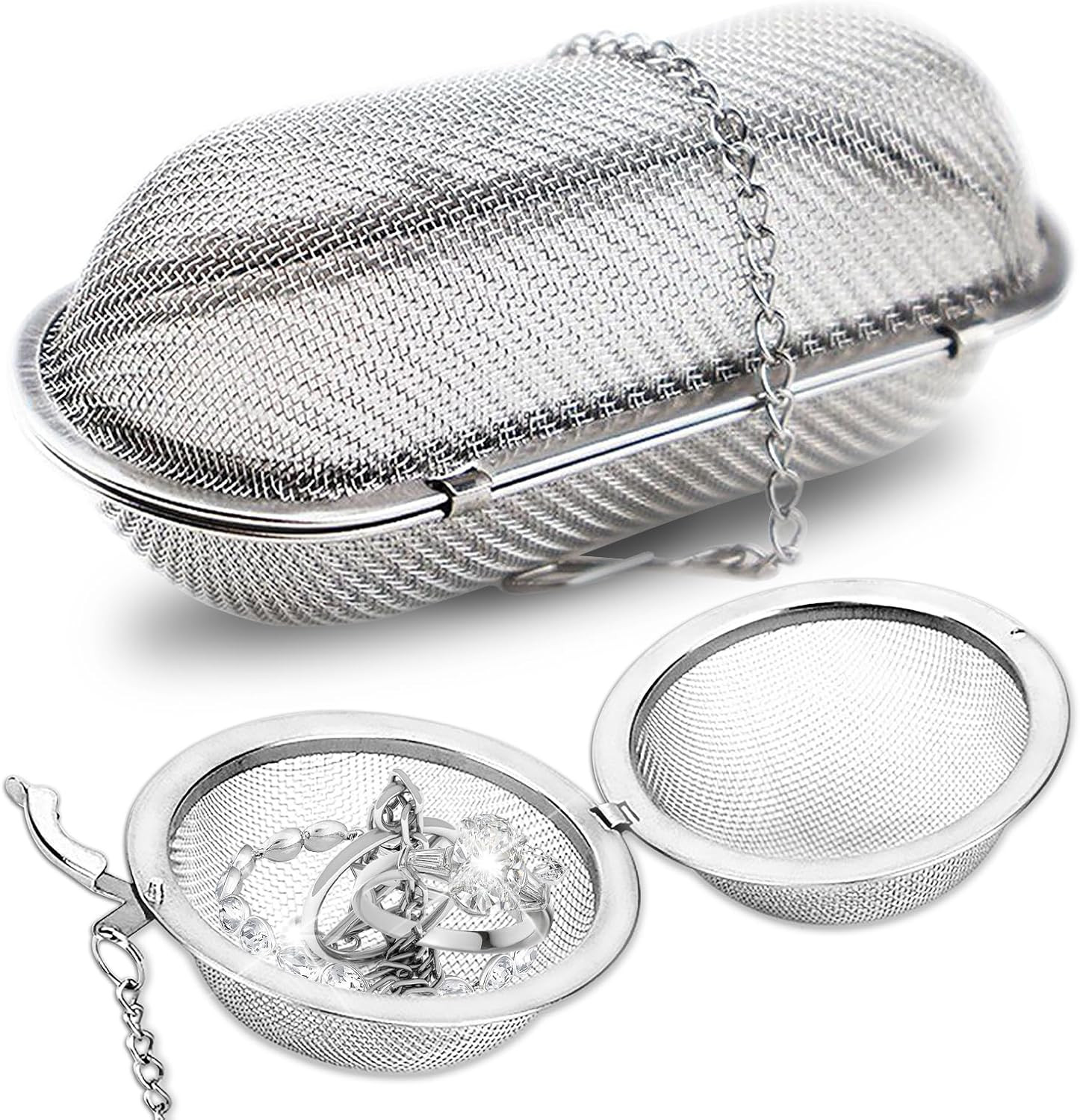 2 Pack Ultrasonic Jewelry Cleaning Baskets Stainless Steel for Watch Parts