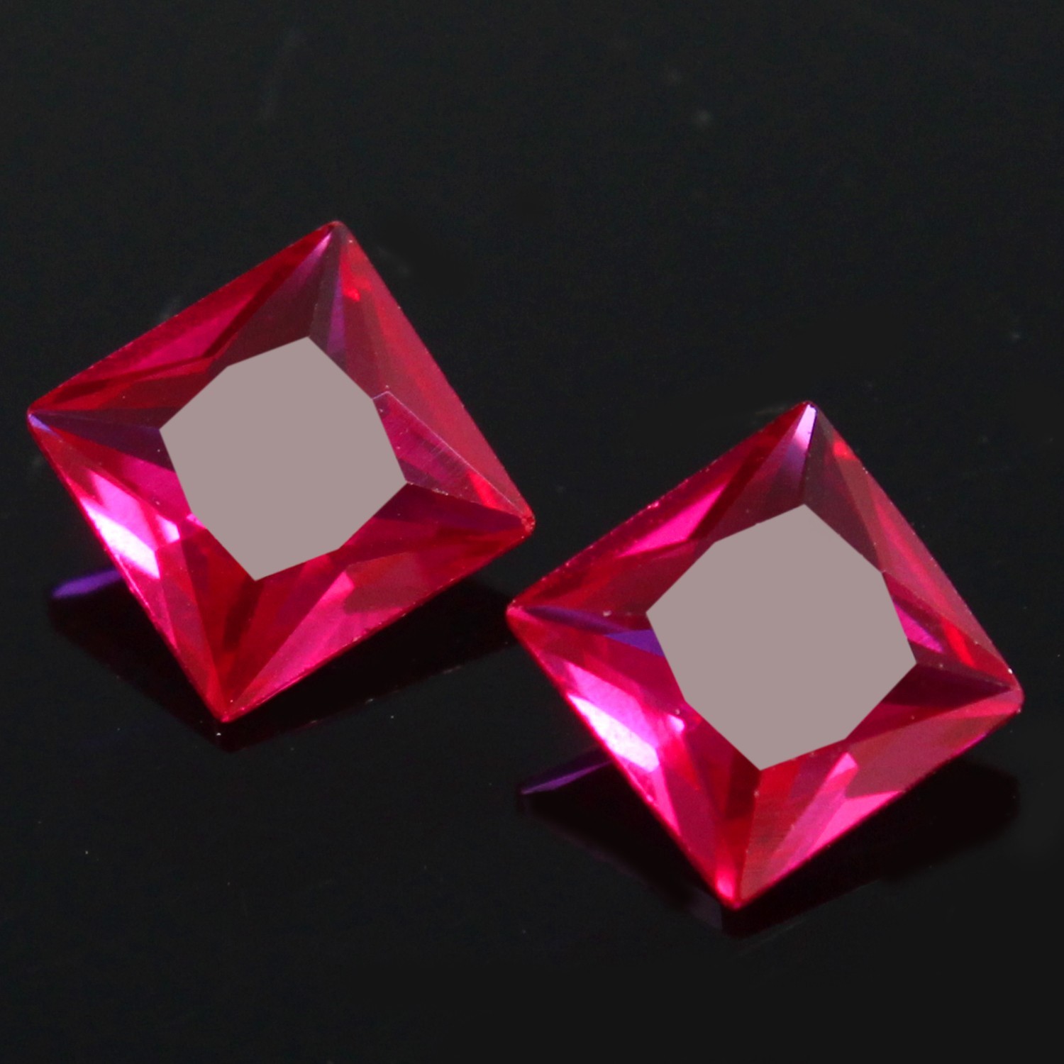 Natural Certified MOGOK Pigeon Blood Red Ruby 11.00 MM Princess Pair Gemstones