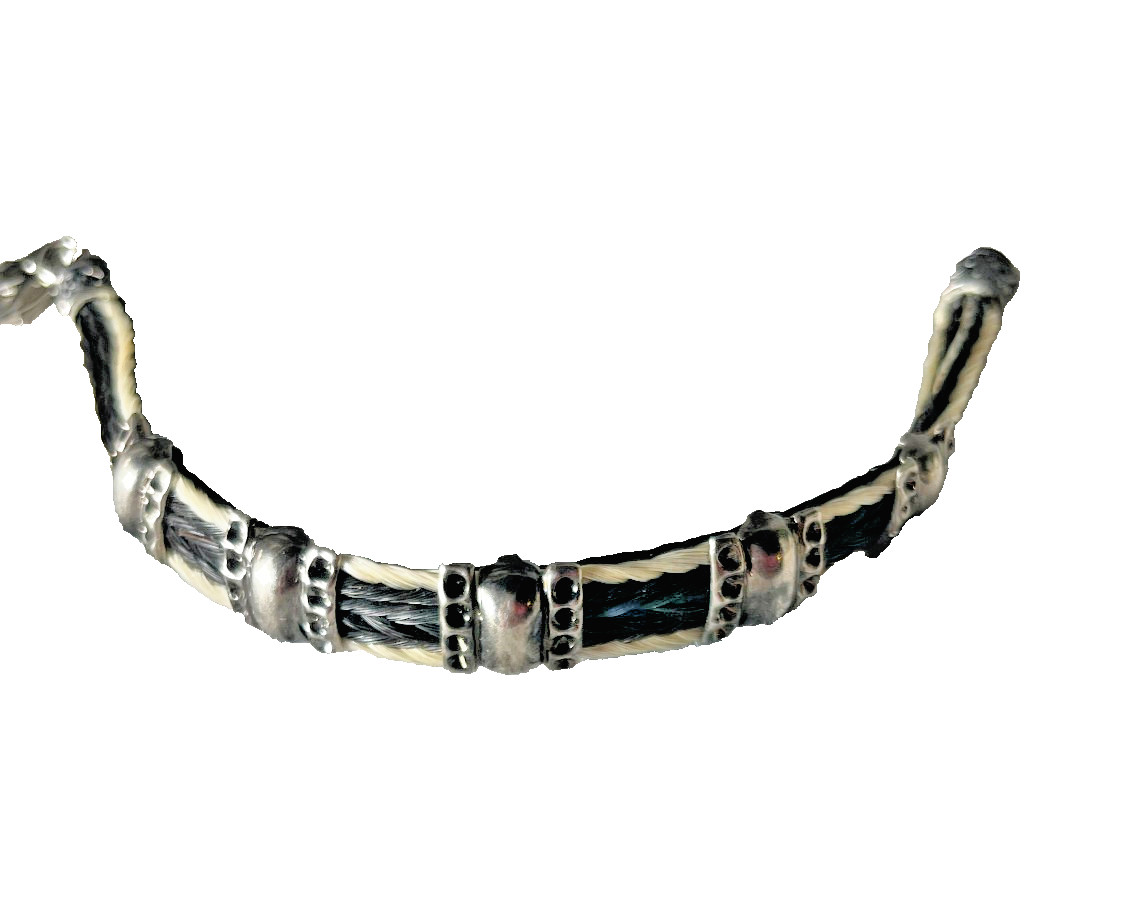 Western Womans Bracelet 8 x 3/8 in Horsehair Silver Concho Lobster Multicolo