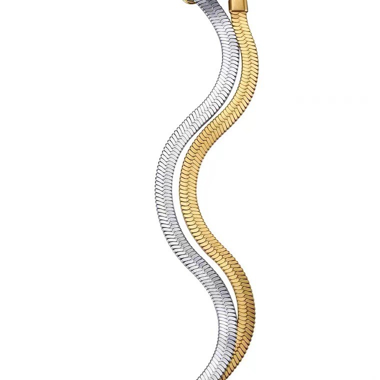 Titanium Steel Necklace Flat Snake Chain Heavy Collarbone Chain Sweater Chain