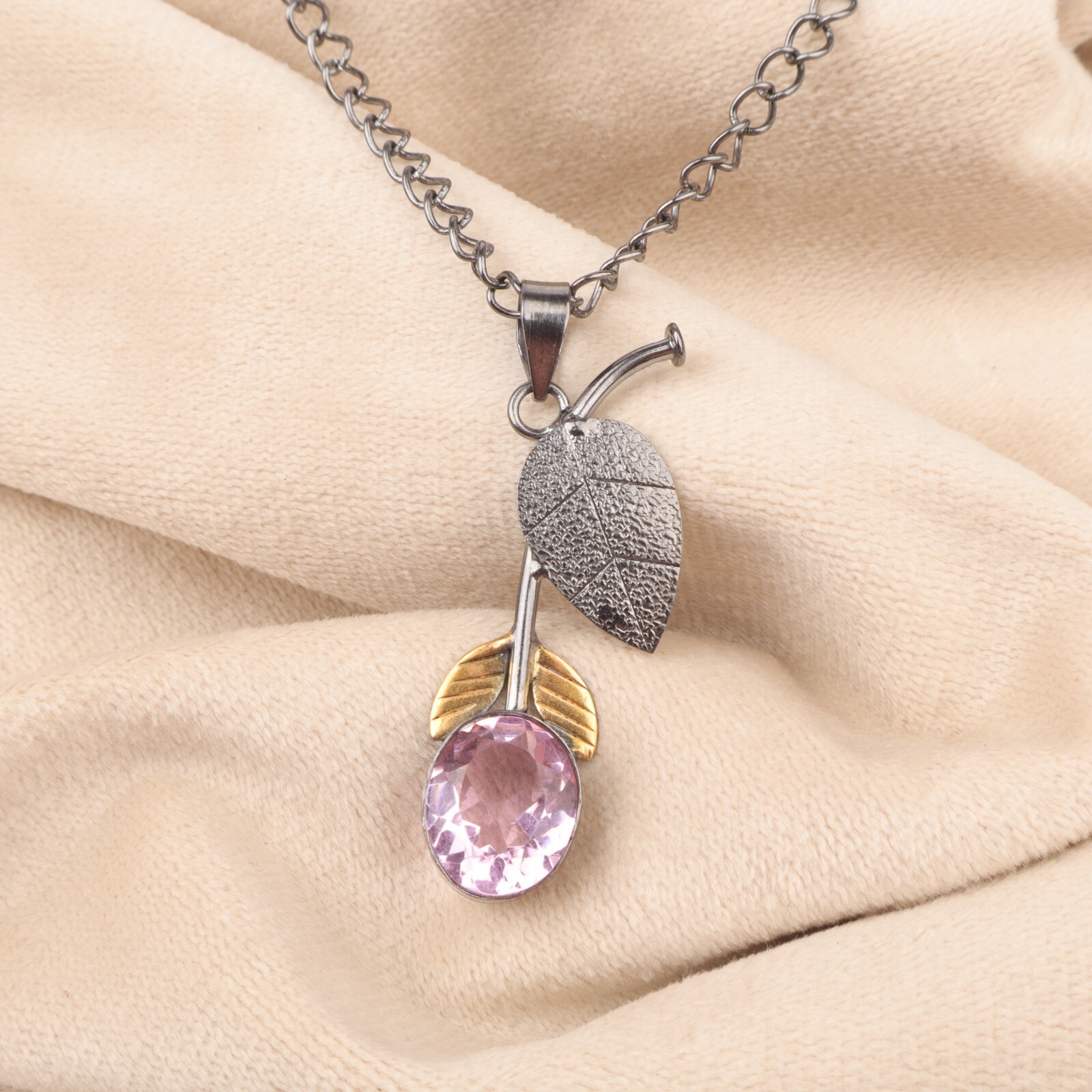 Morganite Gemstone Jewelry 925 Silver Handmade Boho Pendant 1.69″ For Girlfriend