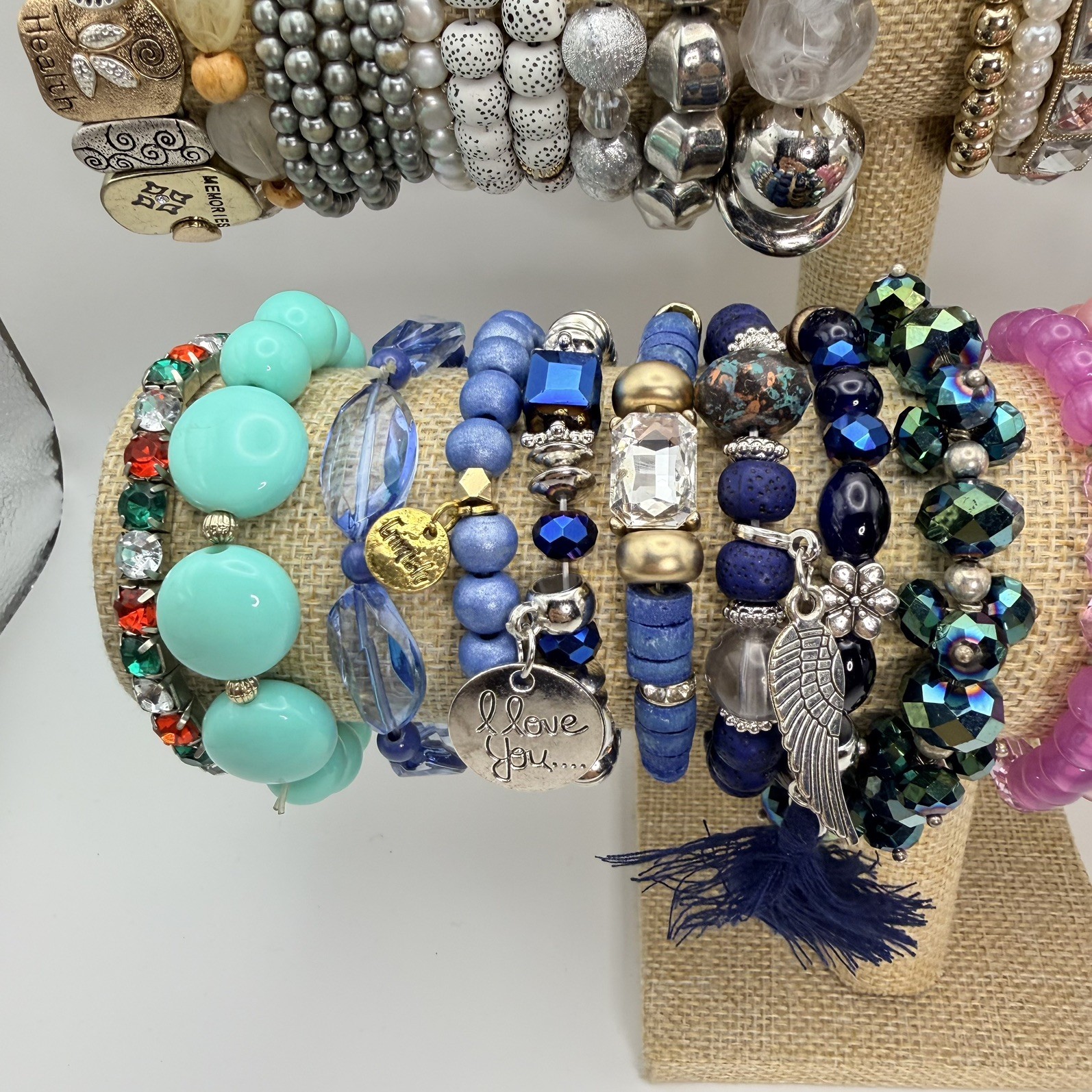 Vintage To Now Stretch Bracelets Mixed Beaded Glass Rhinestone Boho Bundle