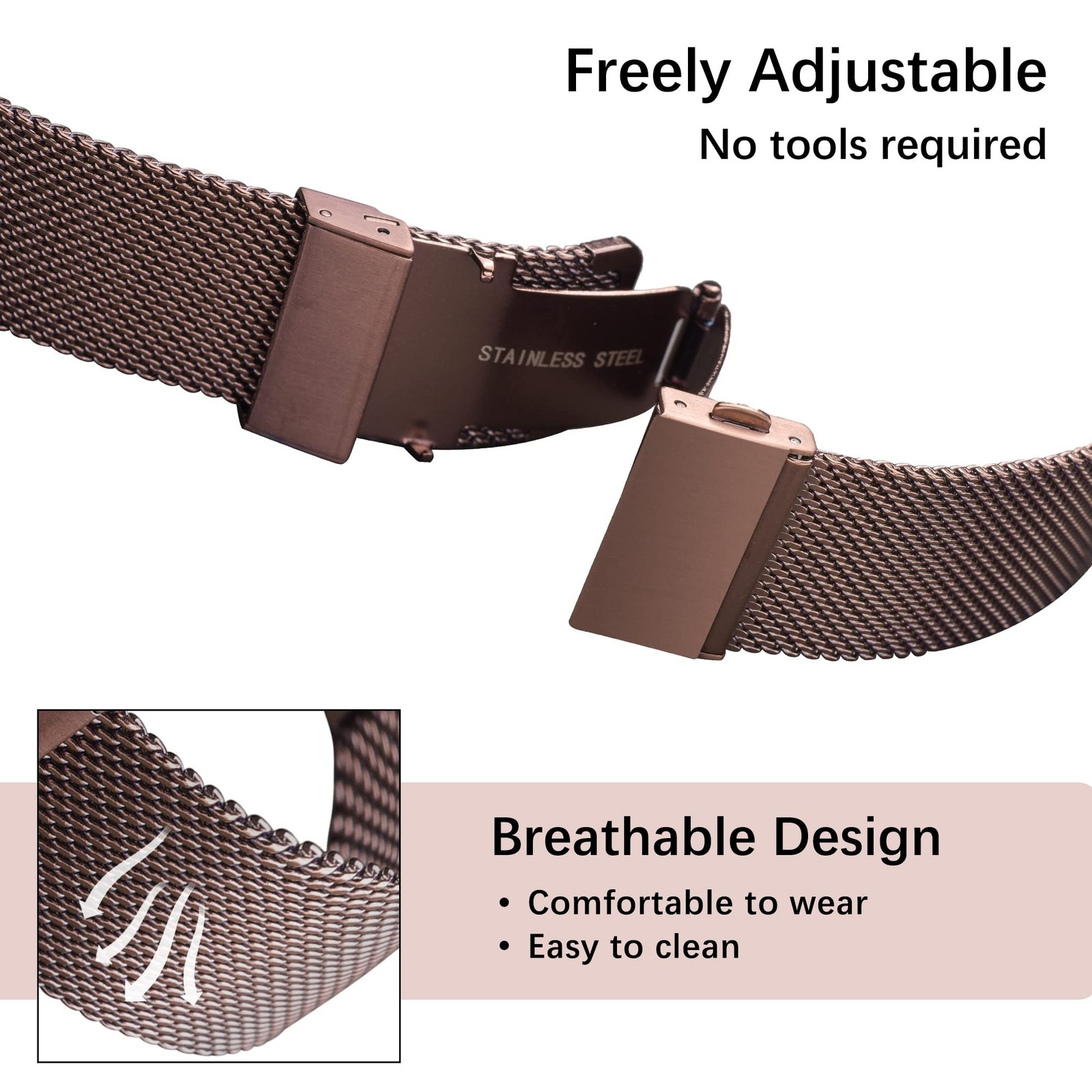 Stainless Steel Mesh Watch Bands for Men Women Quick Release 12-22mm 22mm