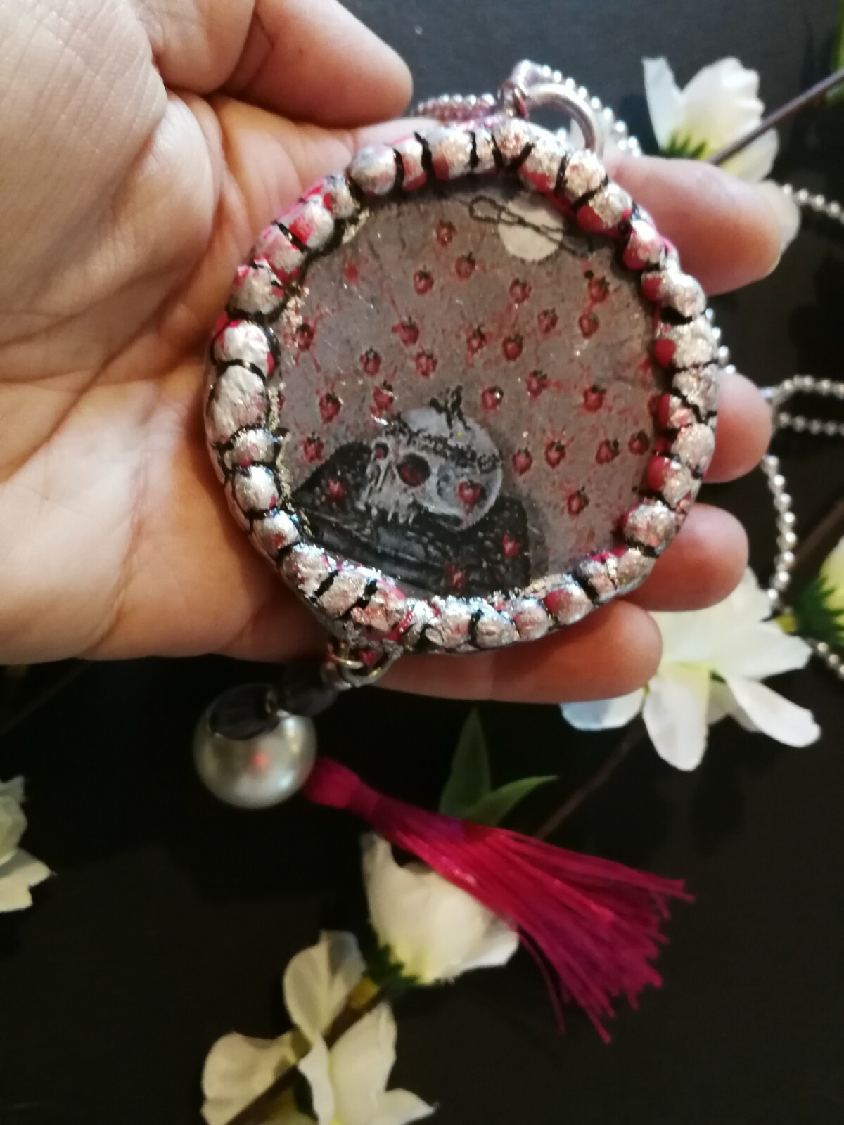 Black Magic Talisman Skull Bones Charm Amulet Dark Pendant Occult Symbol Voodoo