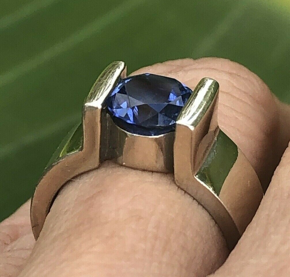 $2,000 14k White Gold Solitaire Engagement Ring Modern Tension Mount Setting 9g