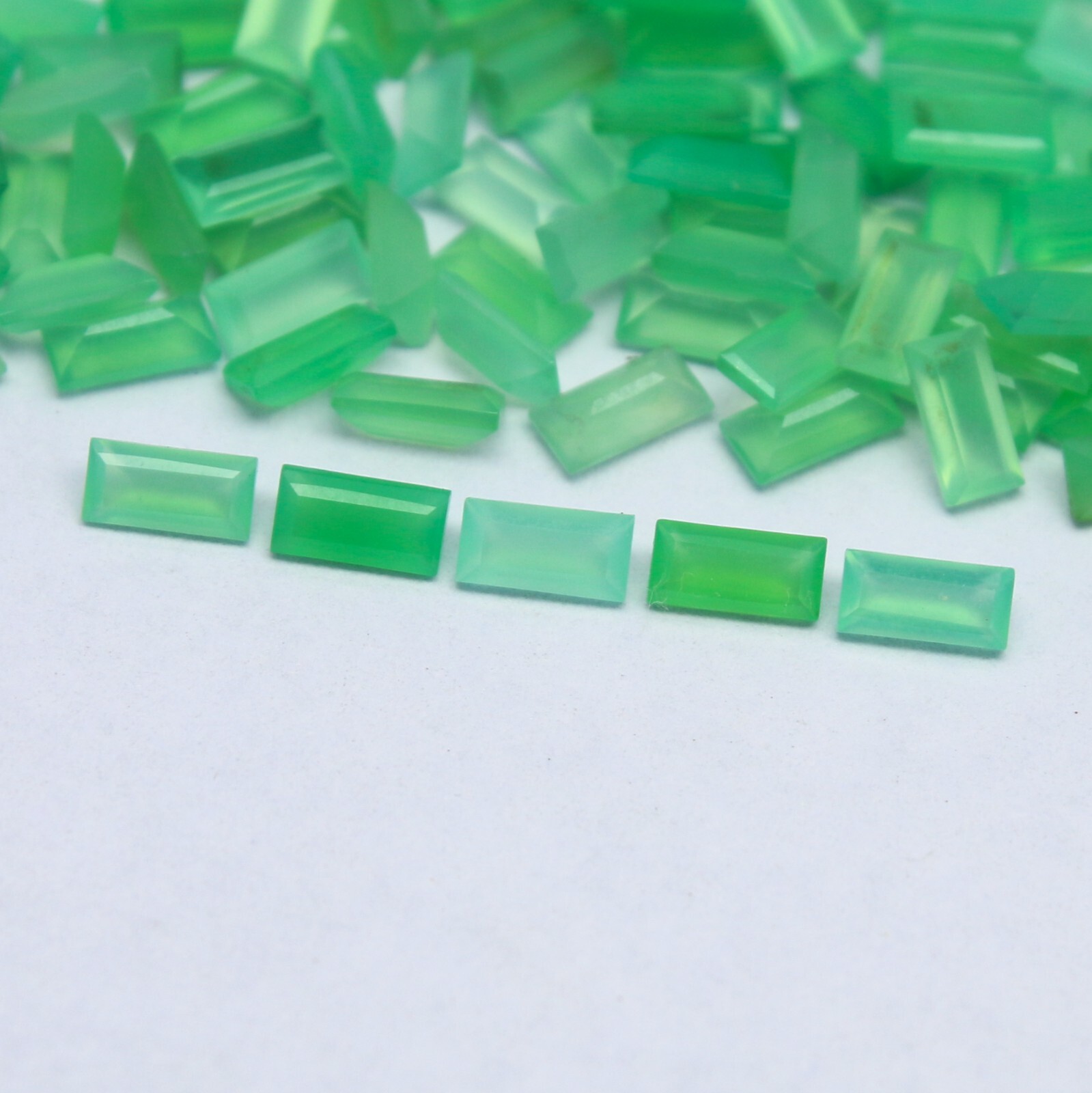 Natural Chrysoprase Lot 4×2 MM Baguette Shape Faceted Gemstone Lot