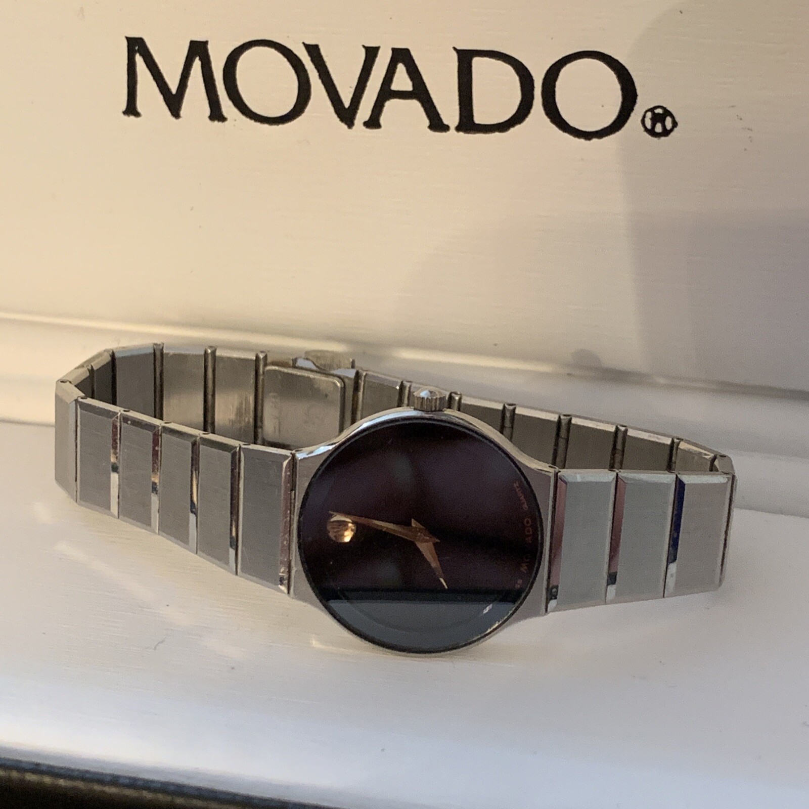 MOVADO MUSEUM WATCH 84-40-881 1341968 ULTRA THIN BLACK DIAL WTH BOX WORKING