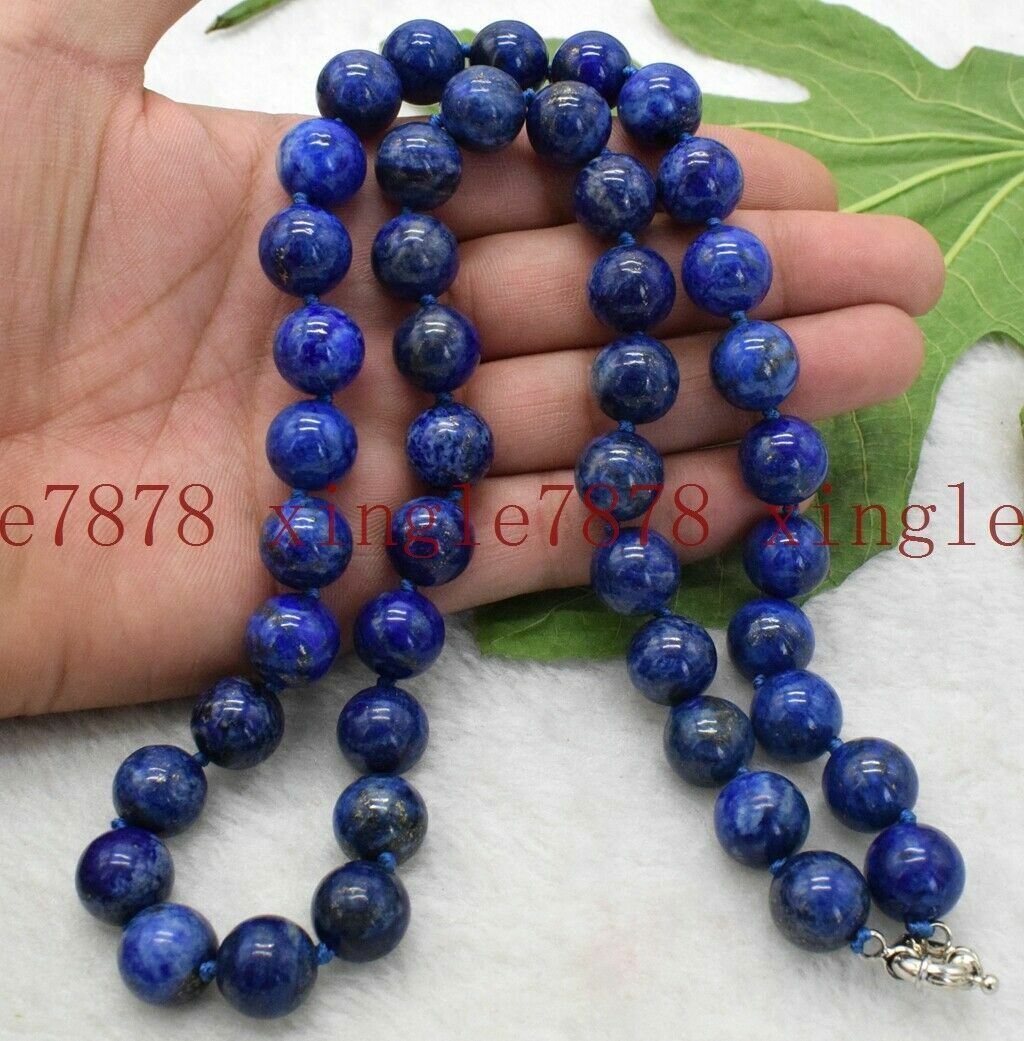 Natural 10mm Blue Lapis Lazuli Round Gemstone Beads Necklace 14-48 Inches AAA++