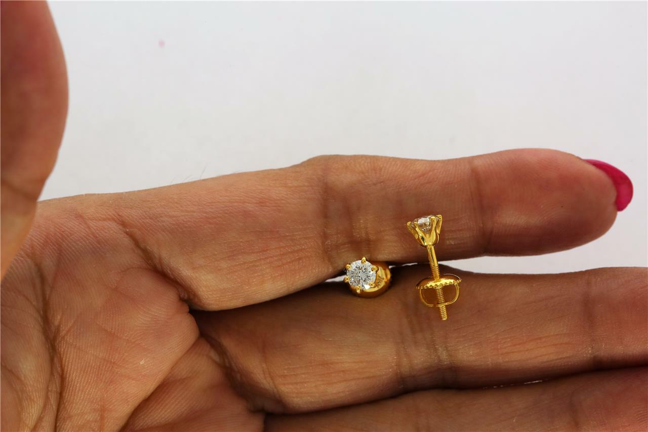 SI1 G 0.50 Ct Natural Diamond Solitaire Stud Earrings 14K Yellow Gold Prong Set