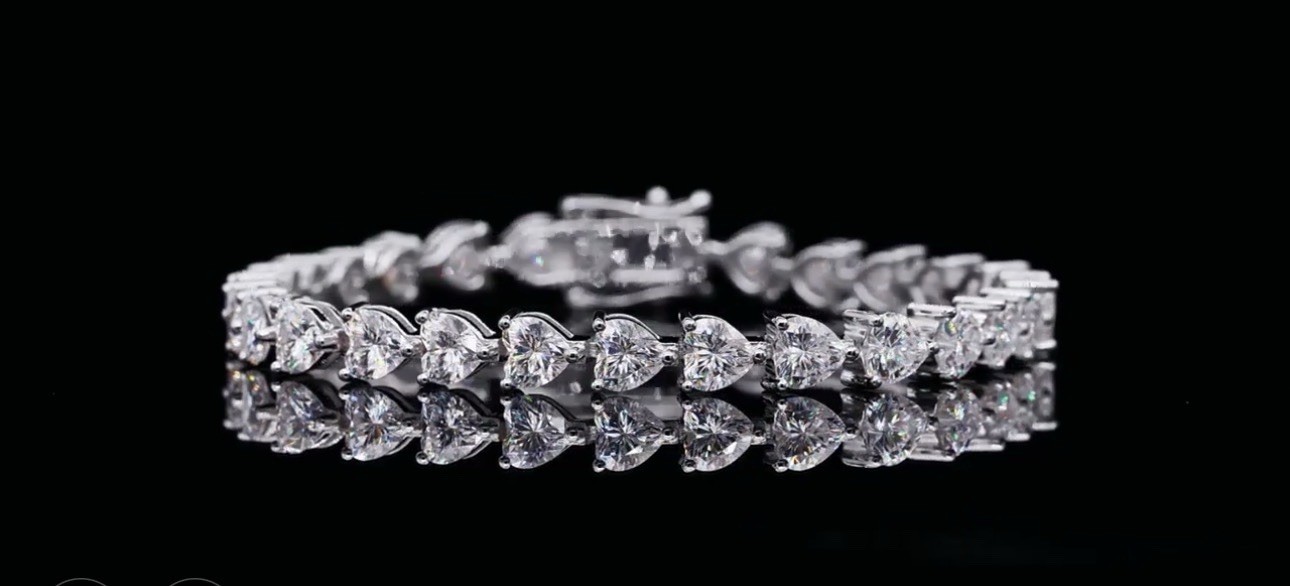 16 CTW Natural Moissanite Heart Bracelet VVS1 D Clarity