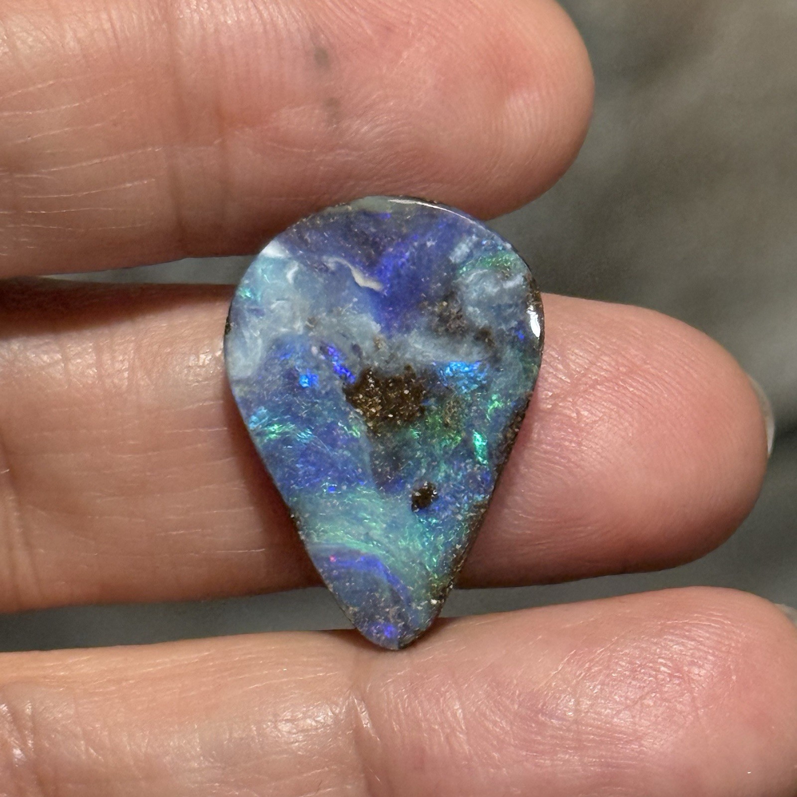 13.45ct 23.9x17x4.5mm Caribbean Blue Australian Boulder Opal Teardrop Cabochon