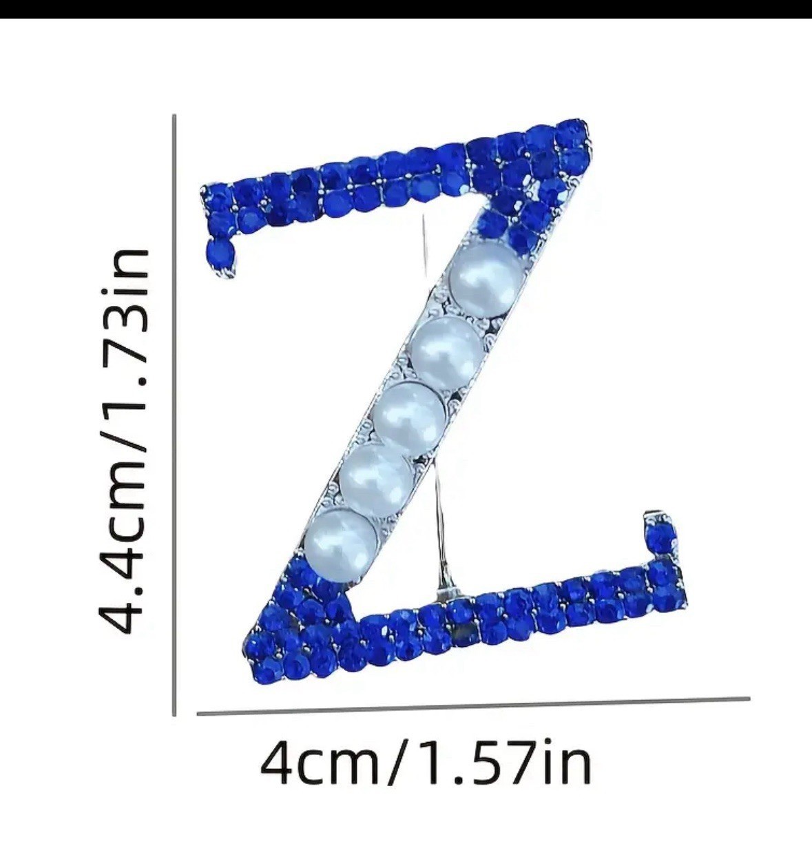 Zeta Phi Beta Sorority Z Brooch Blue Rhinestone Pearl Pin Greek Jewelry
