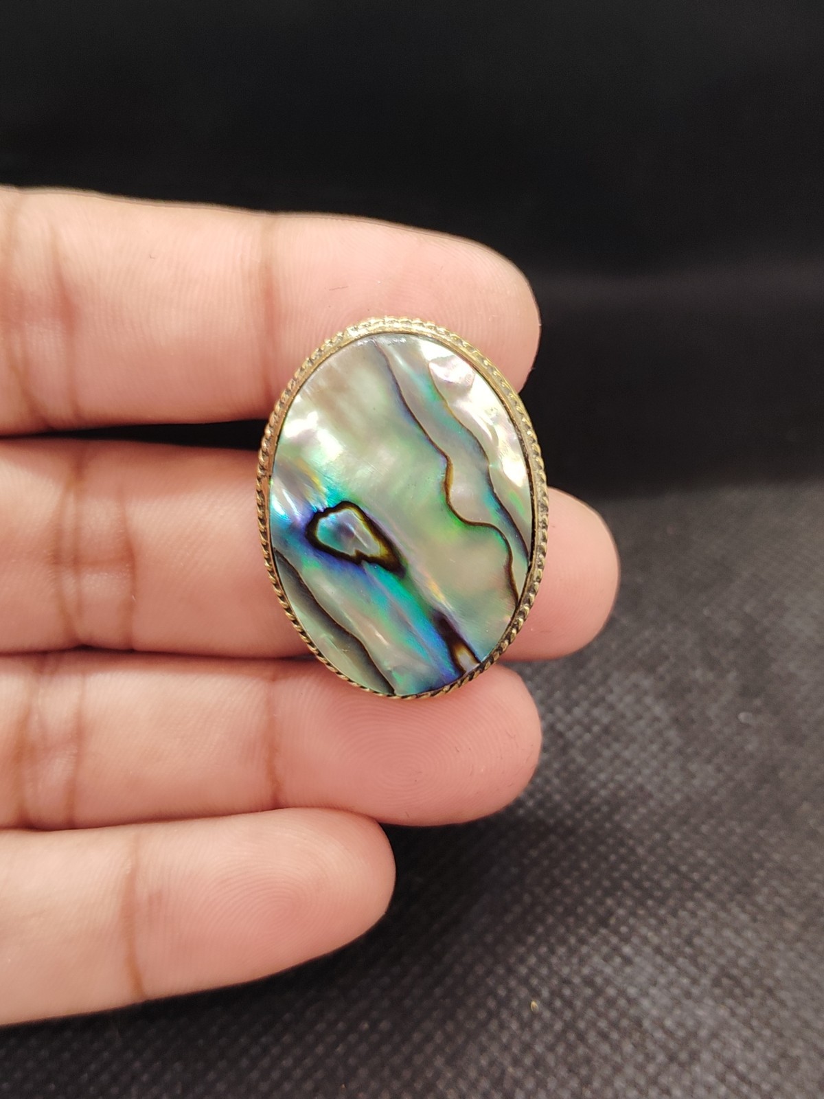 Abalone Shell Brass Groove Cabochon Iridescent Oval Bezel Jewelry Making Supply