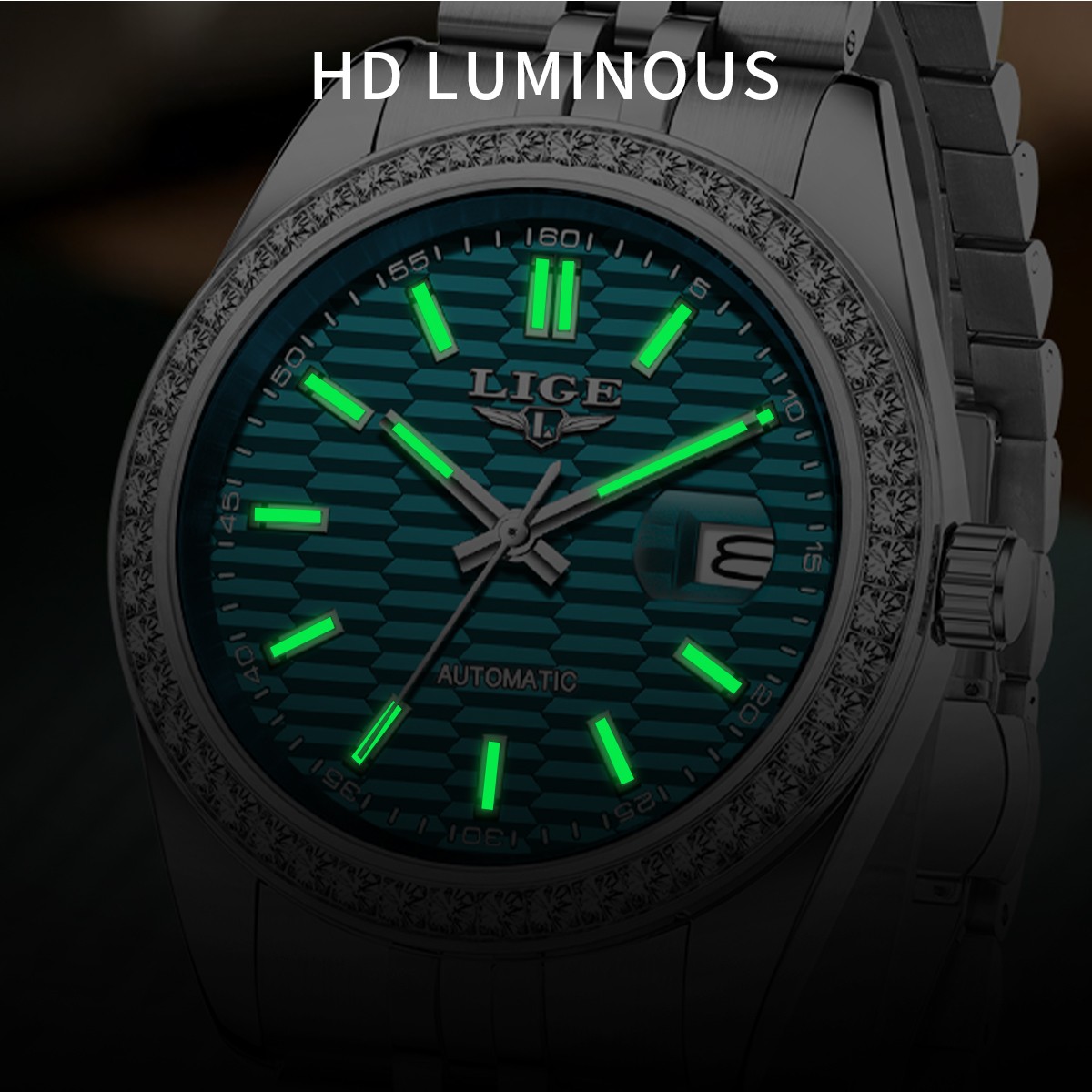 Men Luxury Watch Automatic Mechanical Date Luminous Waterproof Casual Wristwatch