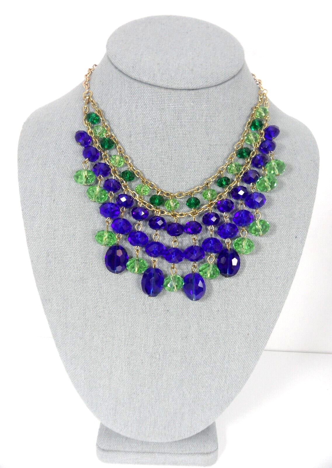 Sugarfix Art Deco Bib Necklace Beaded Waterfall Fringe Glass Speakeasy Gatsby