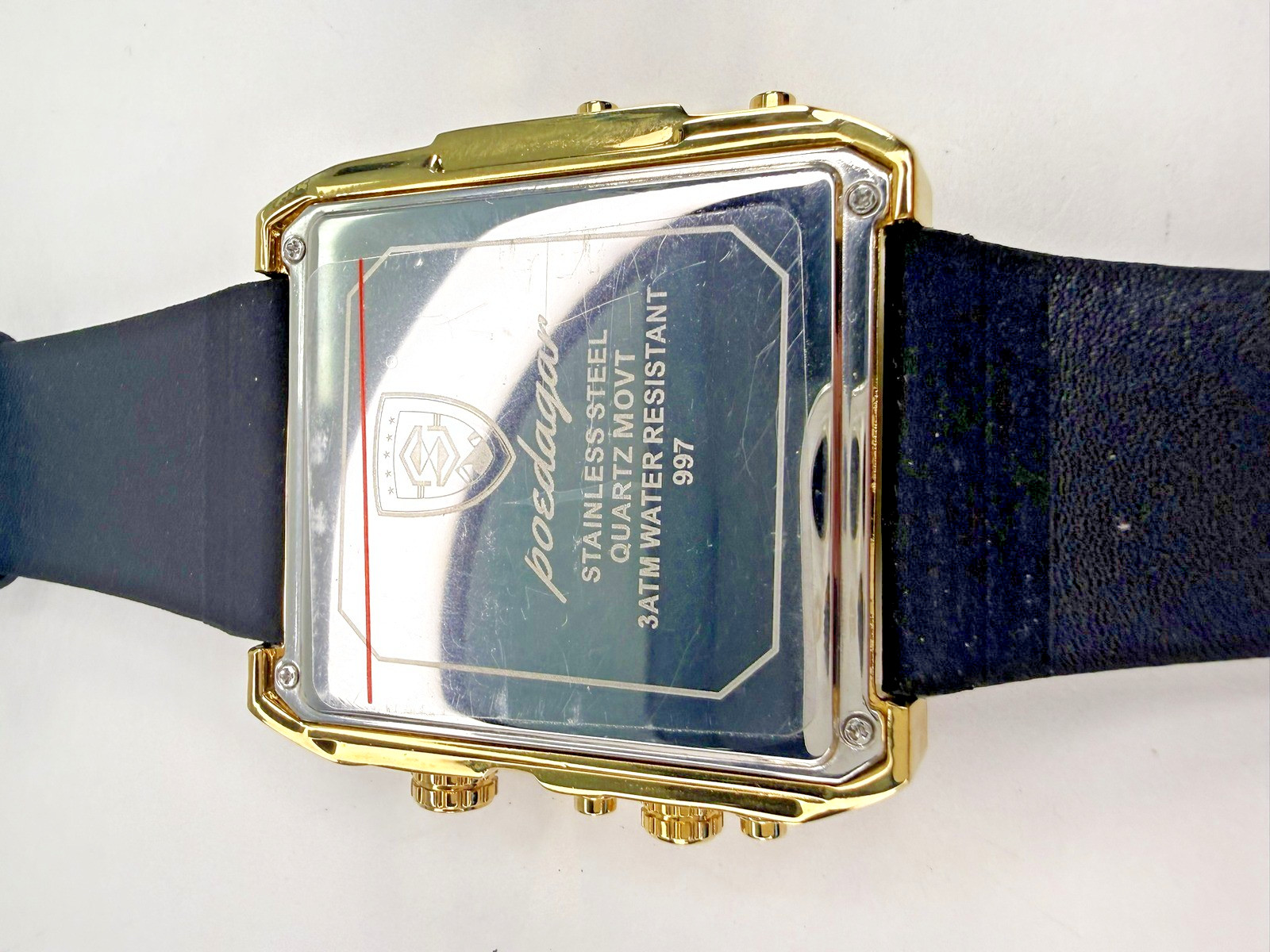 Poedagar 54mm+ Triple Time Zone Watch Gold Tone Analog Digital