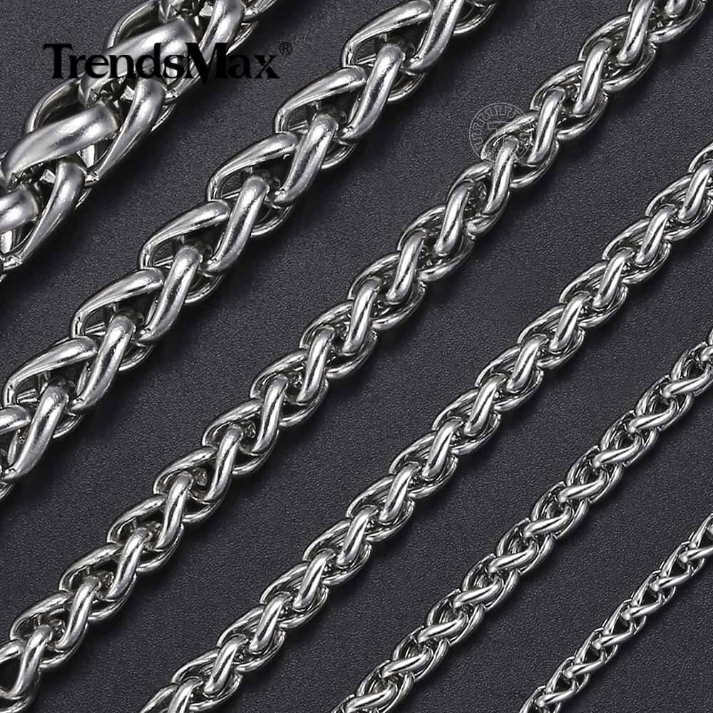 Stainless Steel Silver Wheat Braided Chain Bracelet Necklace Mens Jewelry 8-30″