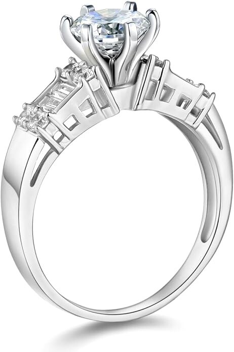 2.75 Created Diamond Round Real 14K White Gold Engagement Ring Set Matching Band