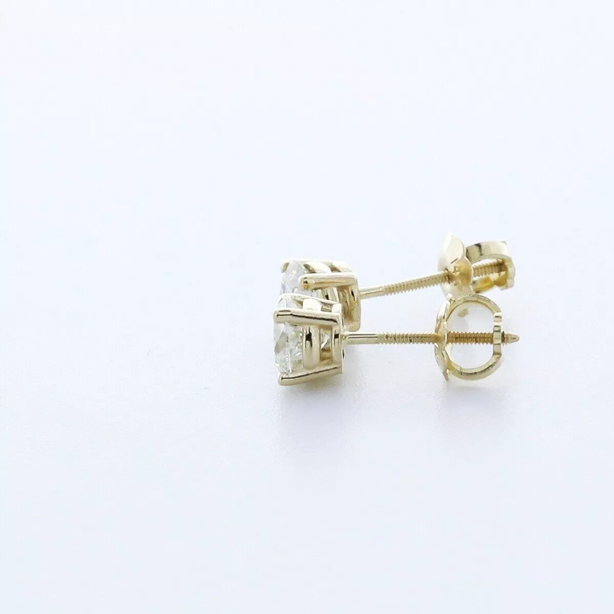 Stud Earrings Classic Solid 14K White Gold 1.26 CT Round Natural Diamond H SI2