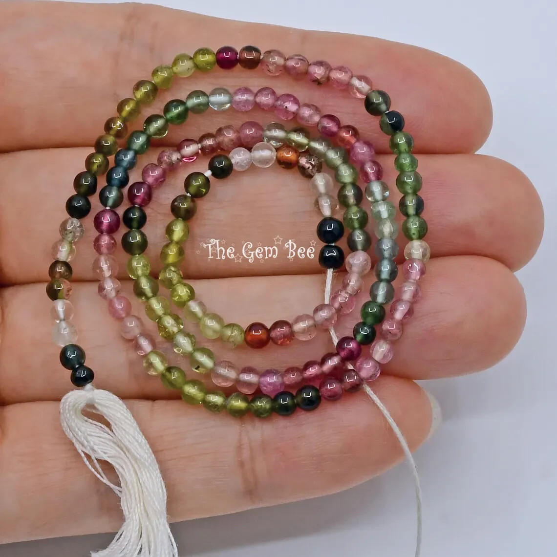 Old Stock 3mm Pink Green Blue Tourmaline Smooth Round Sphere Bead 14.5″ strand