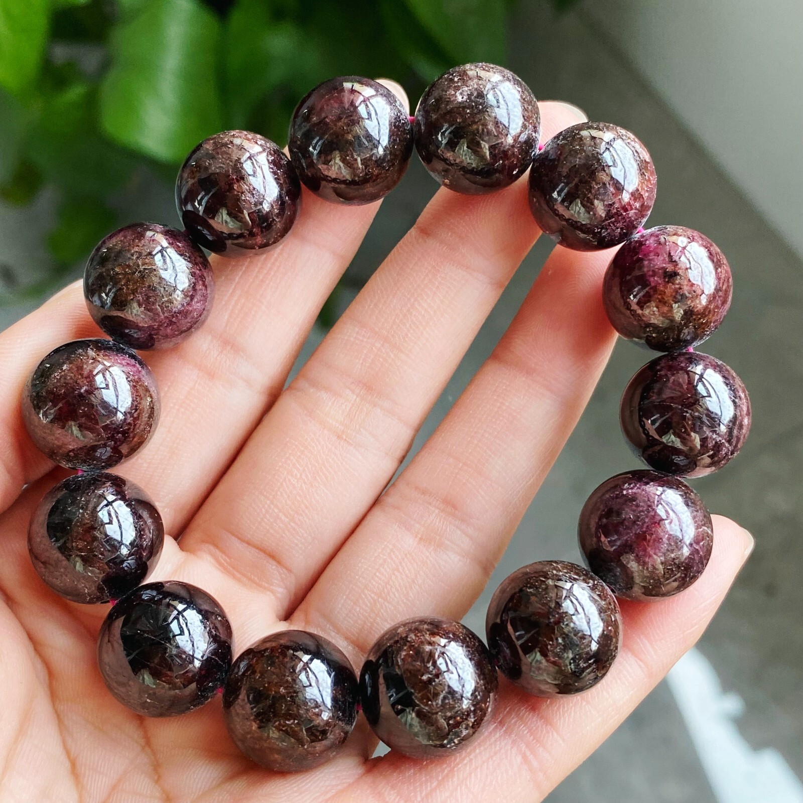 15.2mm Natural Red Garnet Crystal Beads Bracelet AAAA 1765