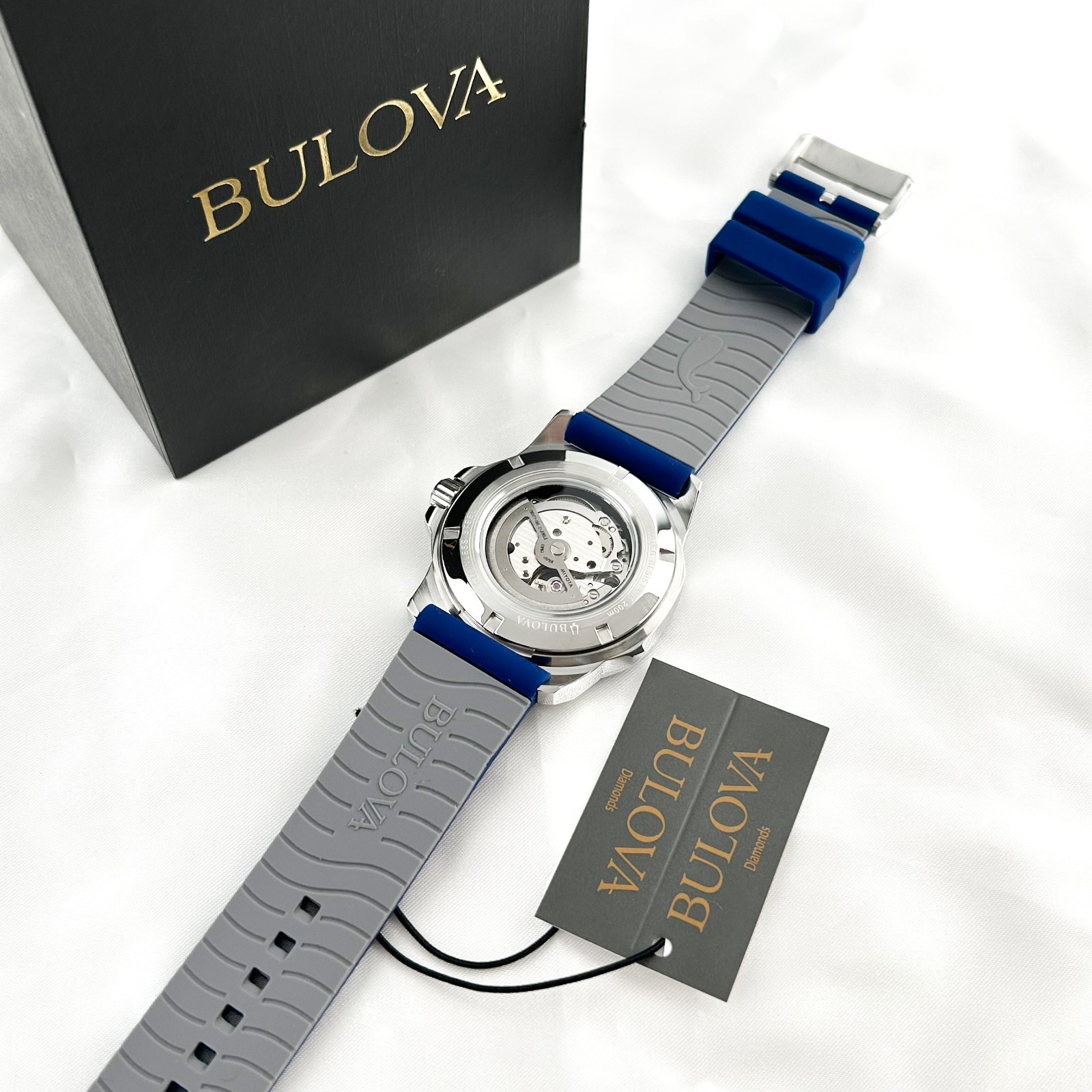 Bulova Marine Star 98A303 A Automatic blue Dial Rubber Strap Men | Watch | 45mm