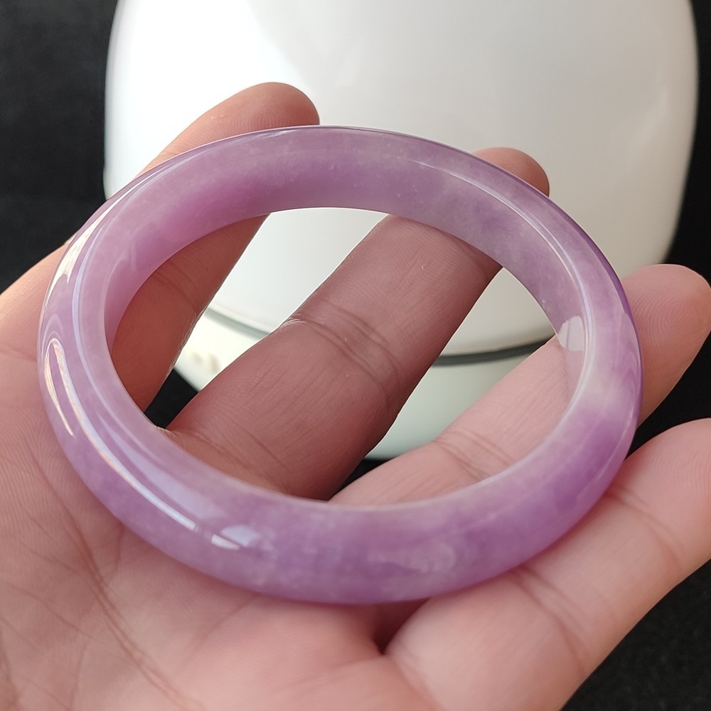 Certified Grade A Lavender 58mm Natural Burma Jade jadeite Bangle Bracelet 4325