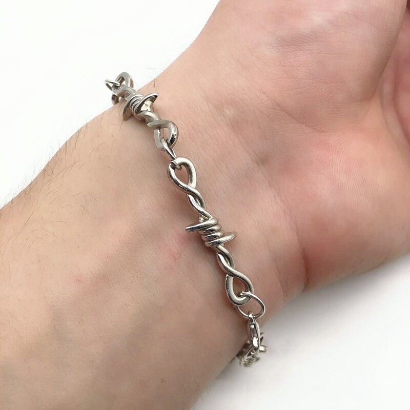 Fashion Jewelry Silver Barbed Wire Brambles Choker Bracelet 1-17