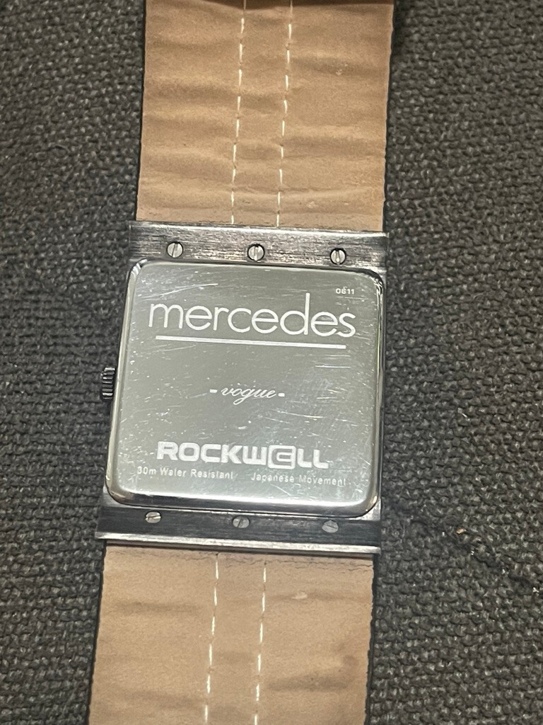 Vintage Rockwell Mercedes Vogue Lady BLACK Square Analog Quartz Watch