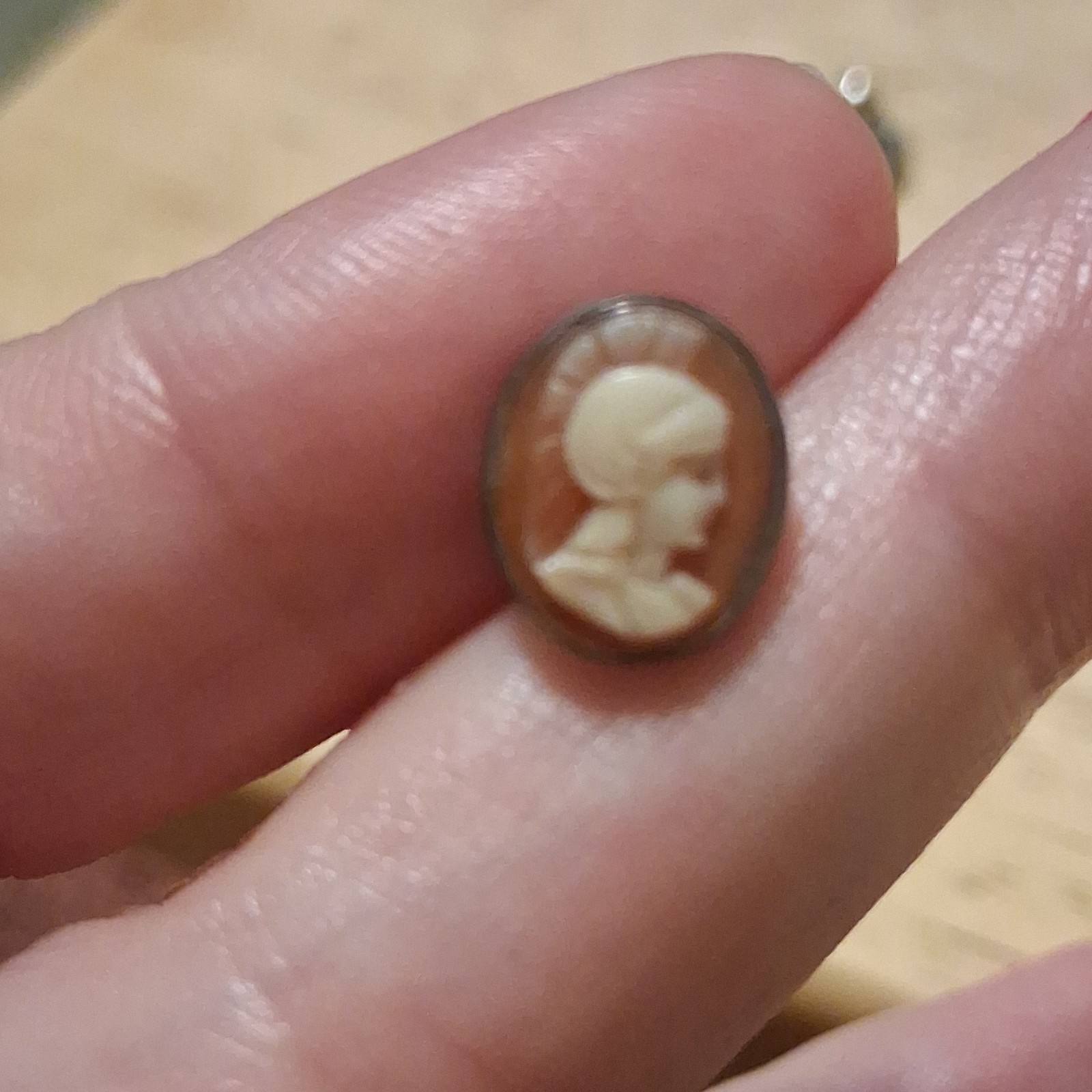 Antique Oval Roman Soldier Cameo Tie Pin Brooch 925 Hand Carved Well Done