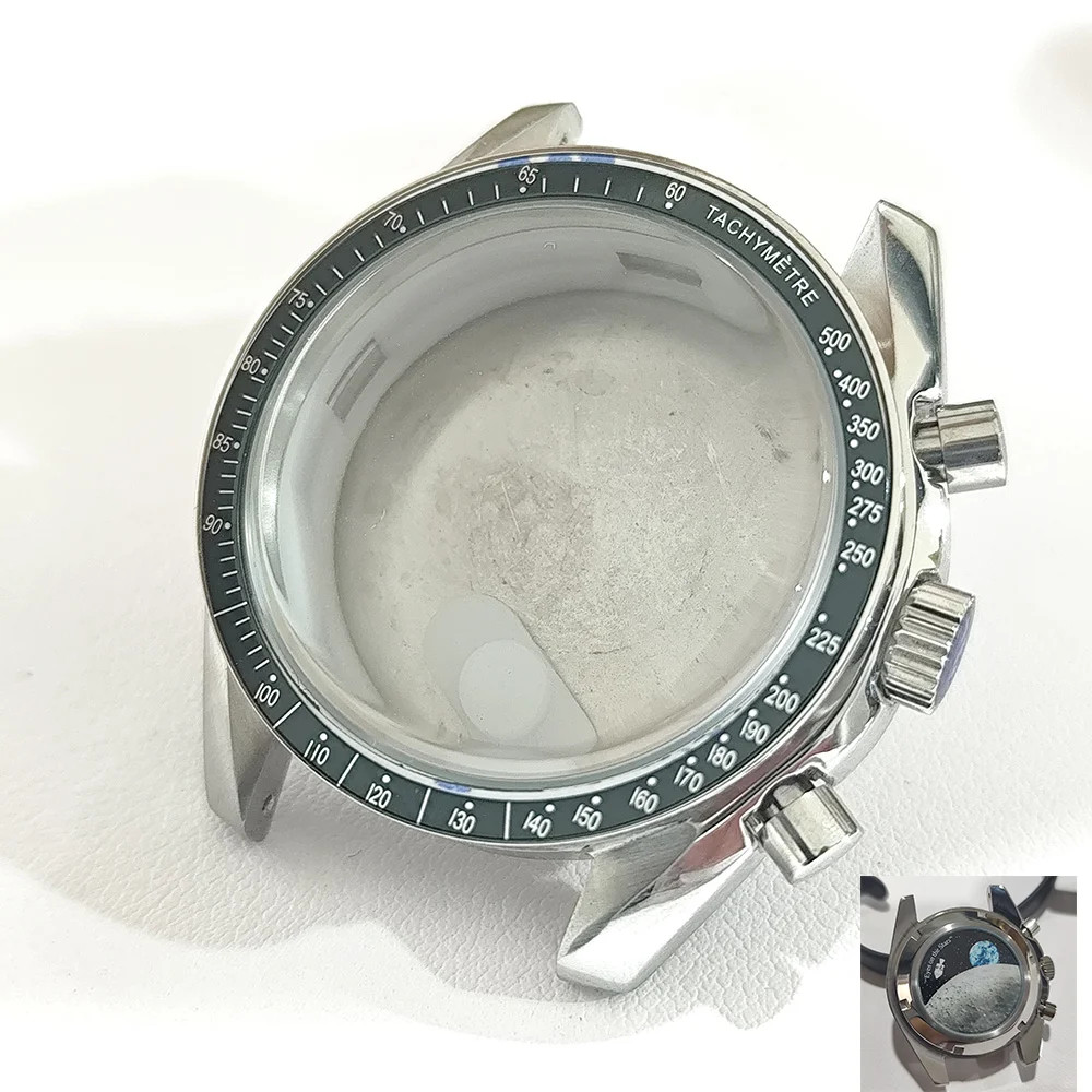 For VK63 Moon Watch 39.7MM Case Moon Pattern Back Chronograph Stainless Steel