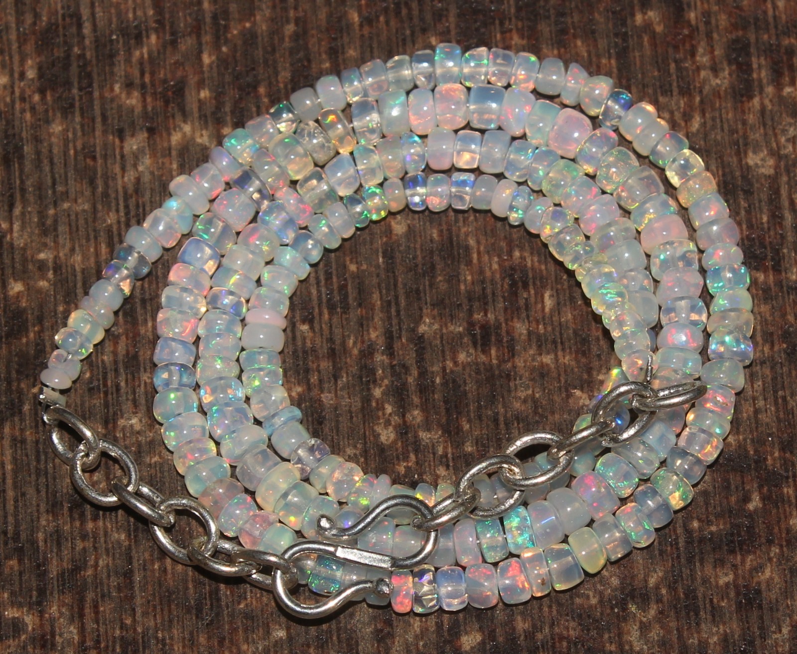 Natural Ethopian Opal Rondelle Beads 3-4MM 16inch Opal Necklace Gemstone Jewelry