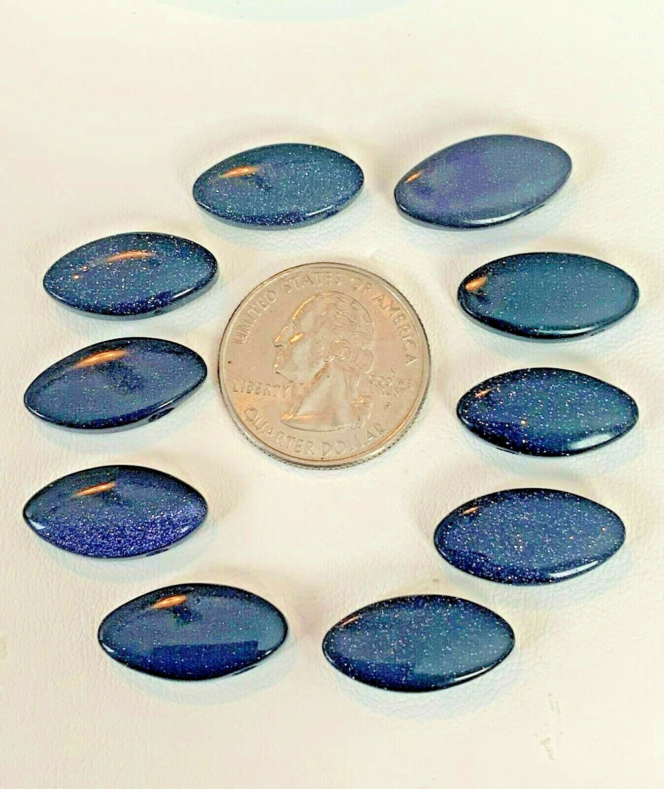 (10) 20mm Blue Goldstone Ovals CROSSED DRILLED – Gorgeous!
