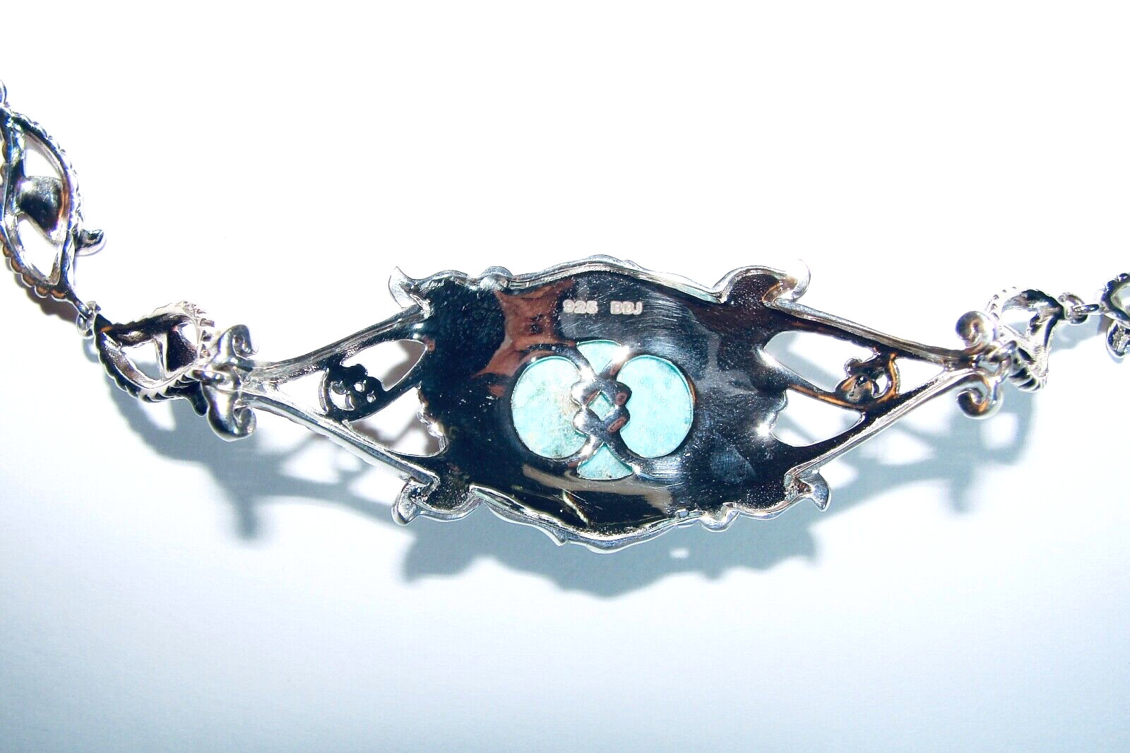 STERLING SILVER TURQUOISE FLOWER DESIGN BBJ TOGGLE BRACELET Bangkok Ratnaraj