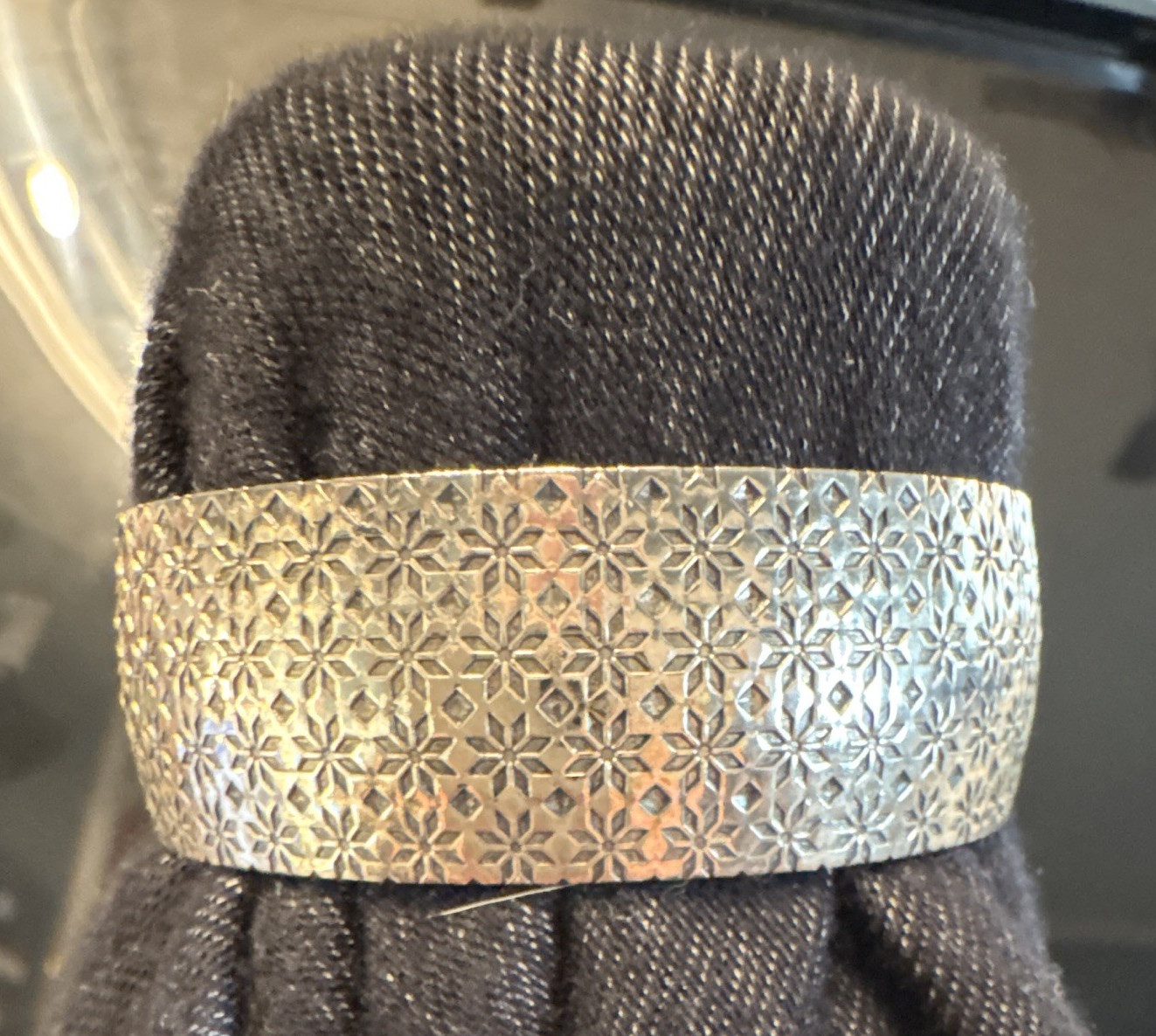 Sterling Silver Engraved Pattern Wide Cuff Bracelet, Silver, No Stone