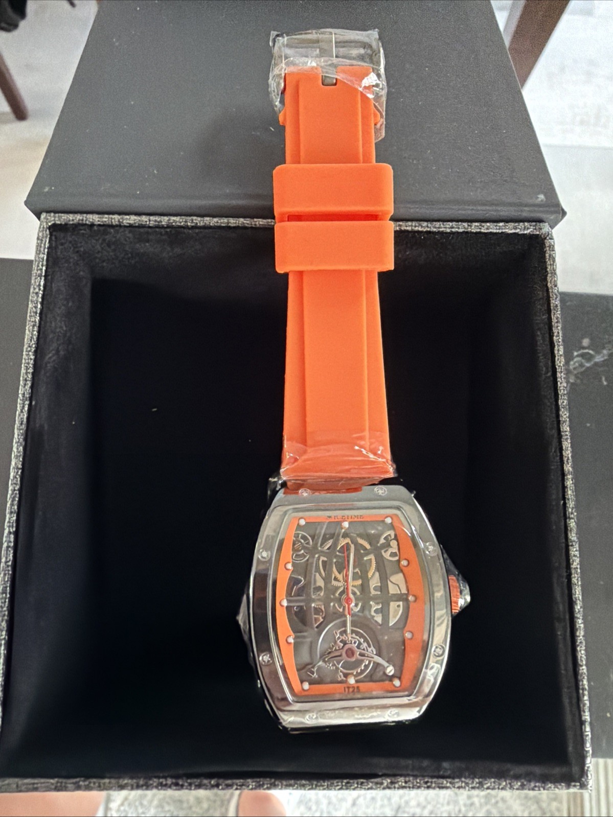 IceTime 33mm Men’s Orange/Black Dial Steel Mens Watch 0.10ct Diamonds IT25