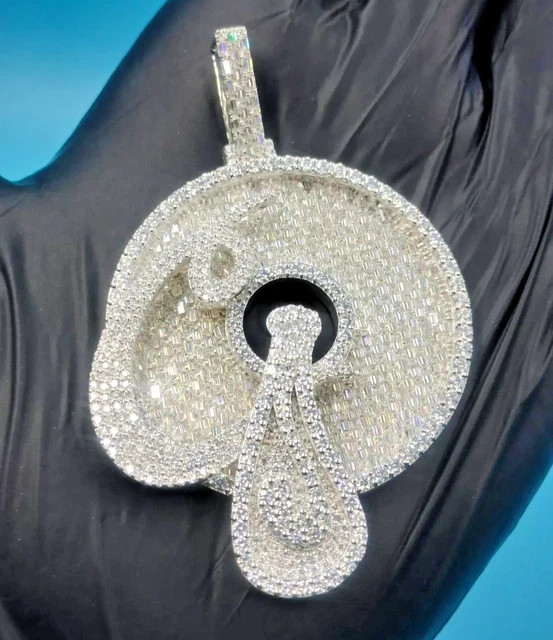 Moissanite 14K White Gold Plated 3.50Ct Round Cut Customize Drip Charm Pendant