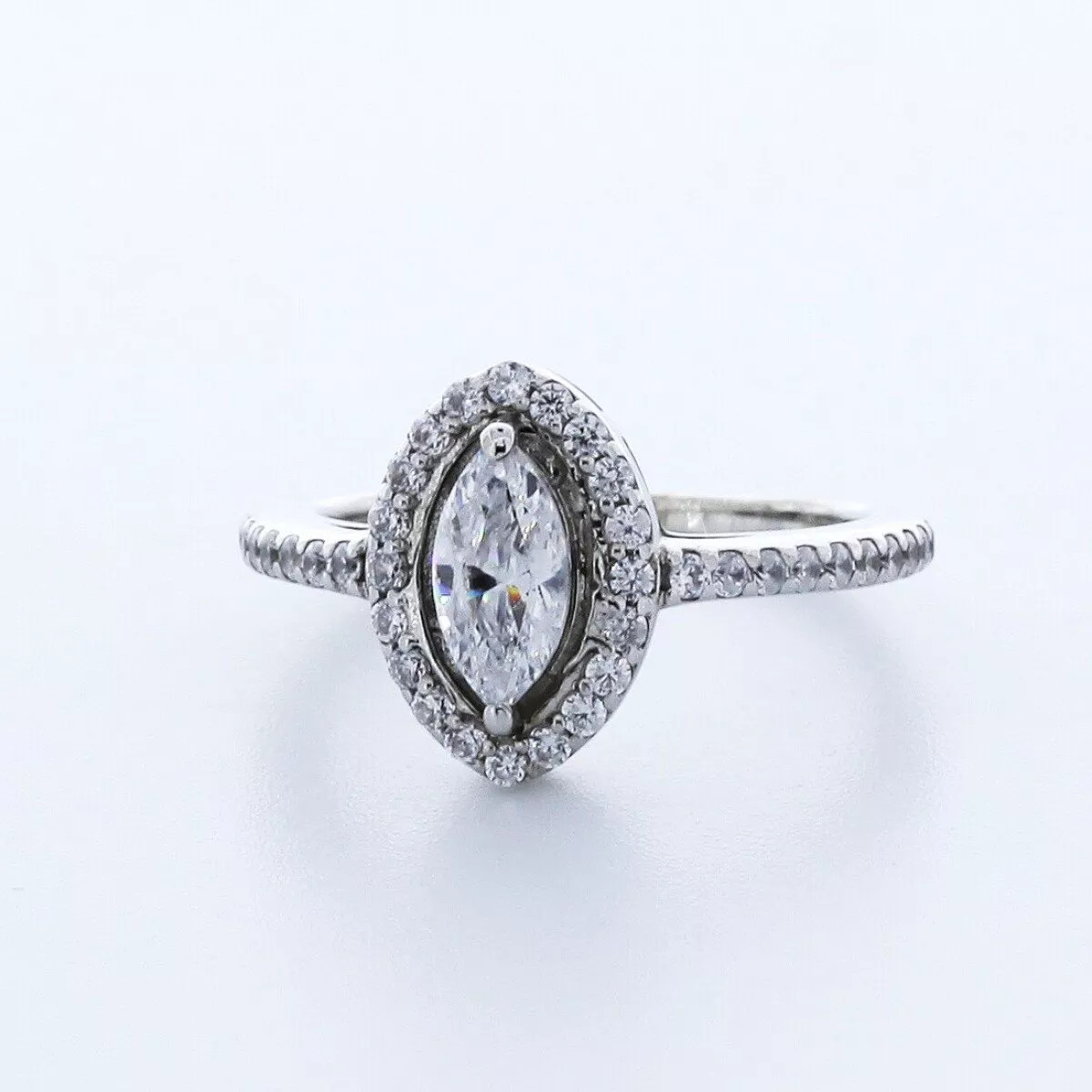 Engagement Ring 14K White Gold Halo Marquise 1.18 Carat Lab-Grown Diamond D VS1
