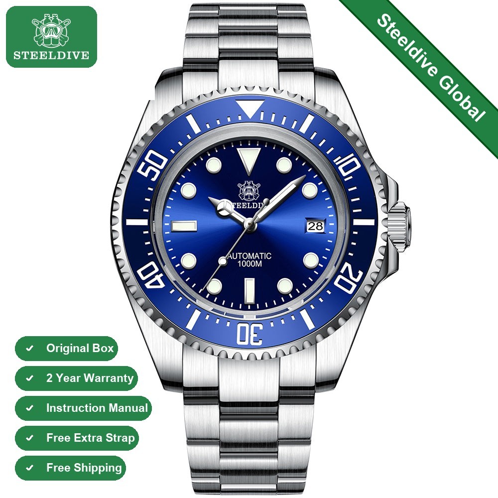 STEELDIVE SD1964 Mens 45.4mm 1000M Automatic Dive Watch NH35 Sapphire Steel