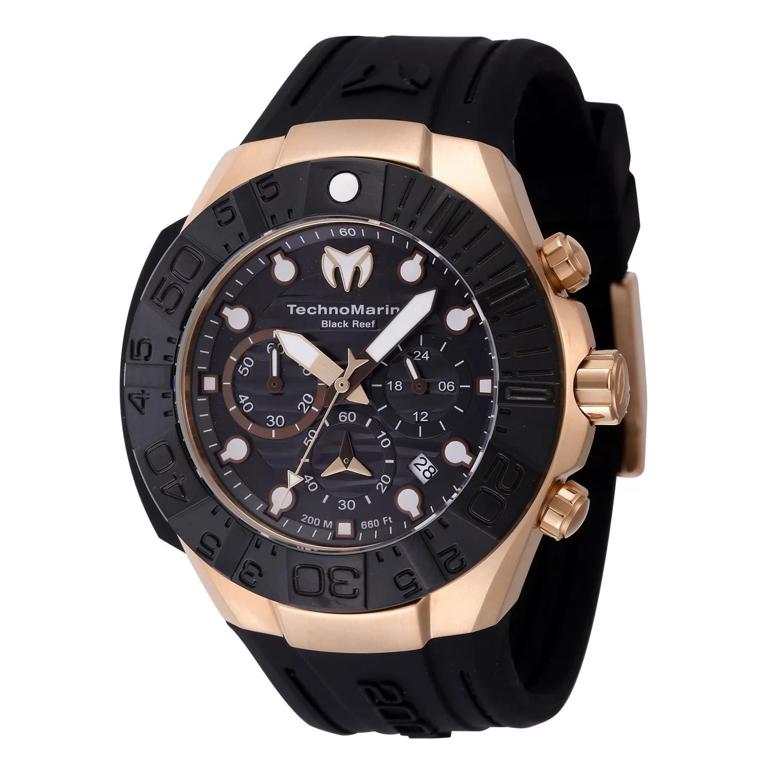 Authentic TechnoMarine TM-523011 Quartz Watch Black Dial Silicon 45.4mm Men