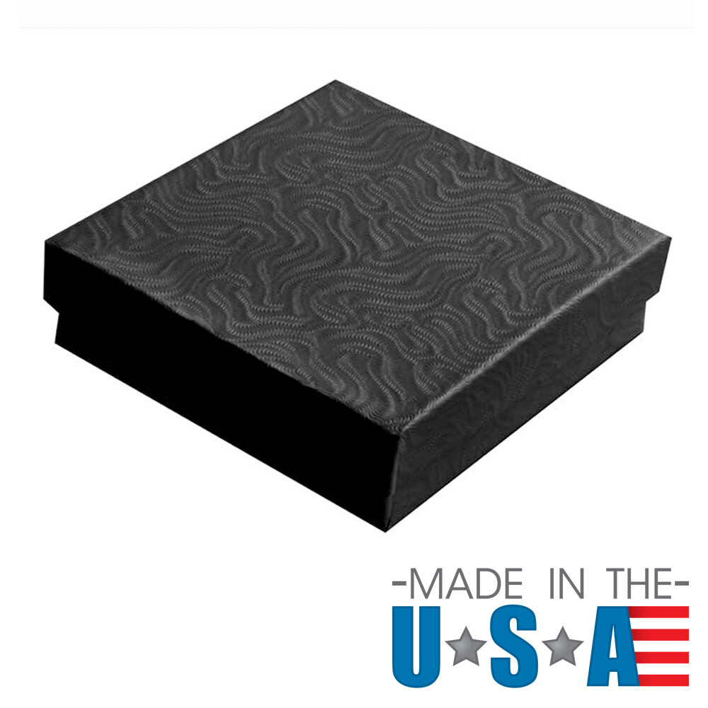Swirl Black Cotton Filled Jewelry Boxes Lots of 100 ~ 200 ~ 500